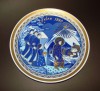 Farfurie de Craciun Bavaria anul 1980 &Icirc;nchinarea poporului, cobalt si aur, Farfurii