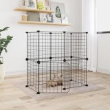 VidaXL Cușcă animale de companie cu ușă 12 panouri negru 35x35 cm oțel