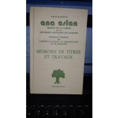 Memoire de titres et travaux - Professeur Ana Aslan