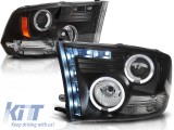 Kit de faruri tuning cu ochi de &icirc;nger halogen si banda LED potrivit pentru Dodge RAM 2009-2011, stanga si dreapta Performance AutoTuning