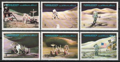 Ajman 1972 Mi 1267/72 MNH - Apollo 15 (IV): Explorarea suprafetei lunare foto