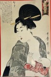 Stampă japoneză 2 / Cromolitografie veche (1978), KITAGAWA Utamaro, pentru calendar Teiijin, sub dir KIKUCHI Sadao de la Muzeul Național din Japonia,