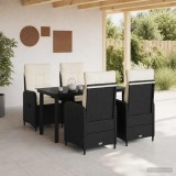 Cumpara ieftin Set de masa pentru gradina 5 buc. Negru si Alb crem