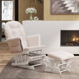 VidaXL Scaun glisant cu taburet, roz deschis, material textil