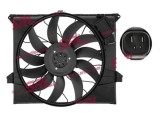 GMV radiator electroventilator Mercedes Clasa M (W164), 2005-2012, ML280/ML300/ML320 CDI, motor 3.0 CDI, diesel, cu AC, 600 W; 530 mm; 4 pini; cu mod
