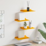 vidaXL Raft de perete cu raft 4 pcs Galben muștar 30 x 18 x 2,5 cm 8004003