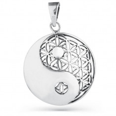 Pandantiv argint Yin Yang cu Floarea Vietii foto