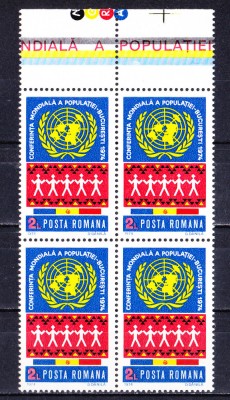 TSV$ - 1974 LP 855 CONFERINTA MONDIALA A POPULATIEI BLOC X 4 MNH/** LUX foto