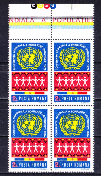 TSV$ - 1974 LP 855 CONFERINTA MONDIALA A POPULATIEI BLOC X 4 MNH/** LUX