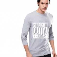 Bluza barbati gri cu text alb - Straight Outta Crangasi - XL