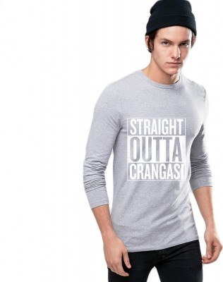 Bluza barbati gri cu text alb - Straight Outta Crangasi - L foto