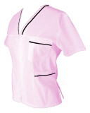Halat Medical Pe Stil, Roz deschis cu Fermoar si garnitura neagra, Model Adelina - 4XL