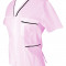 Halat Medical Pe Stil, Roz deschis cu Fermoar si garnitura neagra, Model Adelina - M