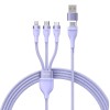 Baseus - Data Cable Flash Series 2 (CASS030105) - Fast Charge, USB Adapter, Type-C, Lightning, Micro-USB, 100W, 1.2 m - Purple
