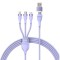 Baseus - Data Cable Flash Series 2 (CASS030105) - Fast Charge, USB Adapter, Type-C, Lightning, Micro-USB, 100W, 1.2 m - Purple