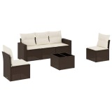 Cumpara ieftin Set canapele de gradina cu perne, 6 piese, maro, poliratan