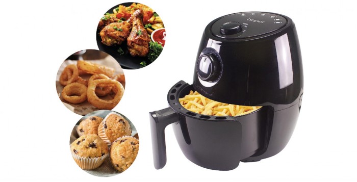 Friteuza cu aer cald BEPER P101FRI001, fara ulei, 2 litri, 1000 W, Negru - RESIGILAT