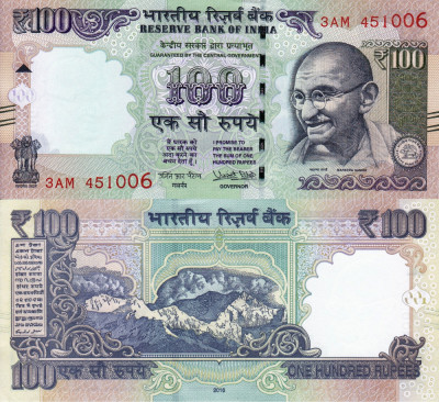 INDIA 100 rupees 2016 UNC!!! foto