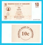 Zimbabwe (p#35) 10 Cents 2006 UNC 'Banca de rezervă' serie: AA06974xx; (ROG CITITI DETALIILE!)