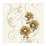 Tapet floral, alb,mustariu, dormitor, living, Akryl, 33771