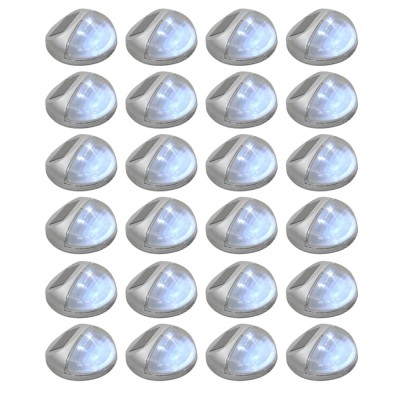 vidaXL Lămpi solare de perete exterior 24 buc. argintiu rotund LED foto