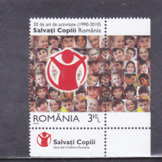 ROMANIA 2010 LP 1867 - 20 DE ANI ACTIVITATE SALVATI COPII SERIE CU TABS MNH