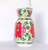 Cumpara ieftin Vaza ceramica alba, decor cloisonne, hand made - Hibiscus - marcaj Arris Rhodes