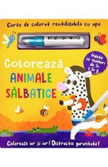 Carte de colorat cu apa. Reutilizabila: Coloreaza animale salbatice