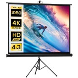 HOMCOM Ecran de proiecție 84 de inci cu suport trepied &icirc;nălțime reglabilă, ecran 4K HD 4:3, interior/exterior | Aosom Romania