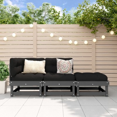 vidaXL Set mobilier de grădină, 3 piese, gri, lemn masiv de pin 825410 foto