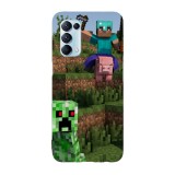 Husa compatibila cu Oppo A55, Viceversa, model Hunting for creepers Minecraft, Silicon, TPU, Transparent, Carcasa