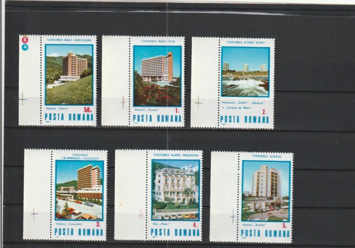 ROMANIA 1986 LP 1155 STATIUNI BALNEO-CLIMATERICE SERIE MNH NESTAMPILATA