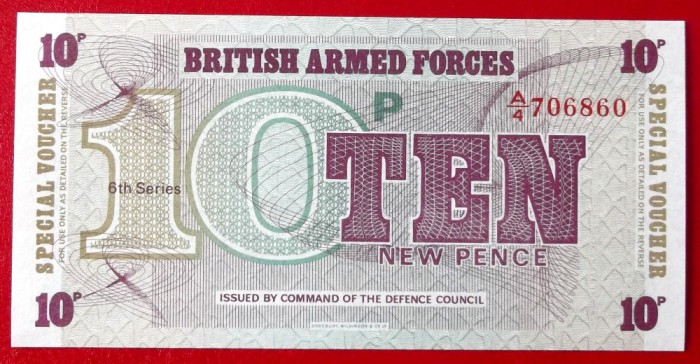 British Armed Forces 10 Pence Seria 6 1972 UNC necirculata **