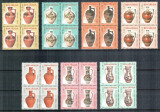 RO-0103-CERAMICA ROMANEASCA (III)Serie completa de 7 timbre in bloc de 4 MNH, Nestampilat