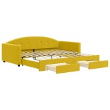 Cumpara ieftin Pat de zi cu extensie si sertare, galben, 100x200 cm, catifea