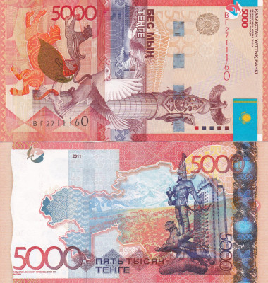 Bancnota Kazahstan 5 000 Tenge 2011 UNC foto