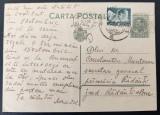 ROMANIA 1938 - Intreg Postal cu marca fixa 3,5 lei verde Carol II + 50 bani Fondul Aviatiei, circulat Bucuresti - Radauti (Bucovina)