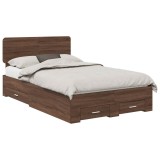 VidaXL Cadru de pat cu sertar Stejar &icirc;nchis 135 x 190 cm Lemn compozit 3412388