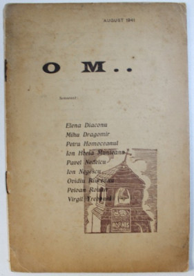 OM ... REVISTA - MANIFESTARE POETICA ROMANEASCA , AUGUST , 1941 foto