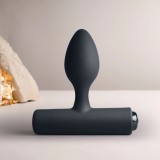 Vibrator Anal NOVA Solaris16 Moduri Vibratii, Silicon, USB Magnetic, Negru, 10 cm