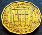 Cumpara ieftin Moneda 3 (Three) PENCE - ANGLIA, anul 1967 *cod 2233 B, Europa