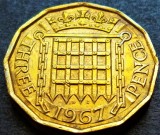 Moneda 3 (Three) PENCE - ANGLIA, anul 1967 *cod 2233 B