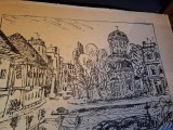 Gravura - strazi din Bucuresti - epreuve lito/test lito, semnatura olografa Dragos Morarescu