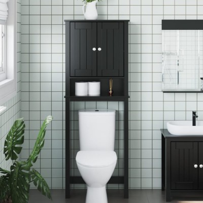 vidaXL Depozitare deasupra toaletei &amp;bdquo;BERG&amp;rdquo; negru 60x27x164,5 cm lemn foto