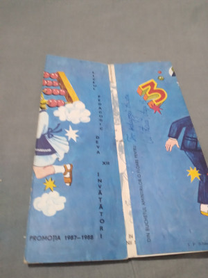 INVITATIE ABSOLVIRE LICEUL PEDAGOGIC DEVA XII PROMOTIA 1987-1988 foto