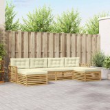 vidaXL Seturi de canapele 6 pcs Alb și crem Lemn Solid de Acacia 3390915