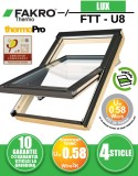 Fereastra mansarda pentru Case Pasive FAKRO FTT U8 Thermo PASSIVE, lemn de pin, 4 sticle