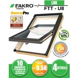 Fereastra mansarda pentru Case Pasive FAKRO FTT U8 Thermo PASSIVE, lemn de pin, 4 sticle