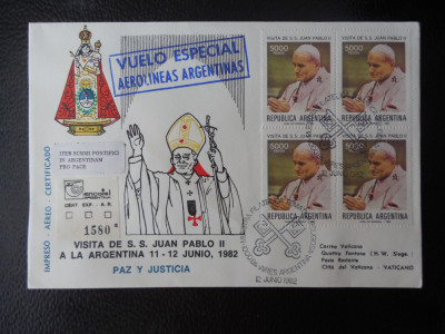 PAPA IOAN PAUL AL DOILEA-VIZITA IN ARGENTINA- FDC -VEZI DESCRIERE foto