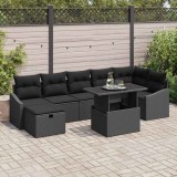 Cumpara ieftin Set de canapele pentru grădină cu pernă 8 pcs Negru Rattan poli